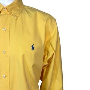 Ralph Lauren Classic Fit Yellow Button Down Shirt Men's Size XL Polo Pony Logo